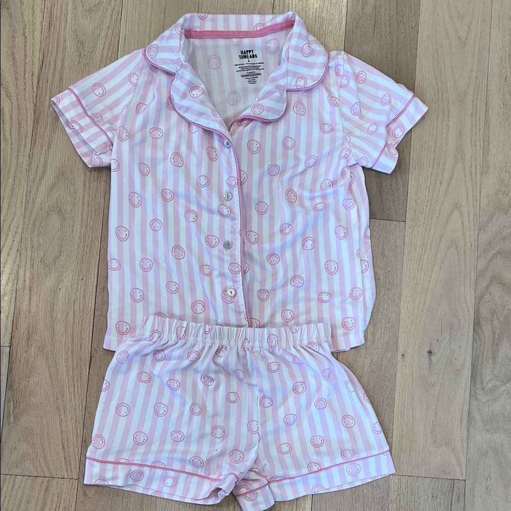 Charming Pink Striped Kids Pajama Set